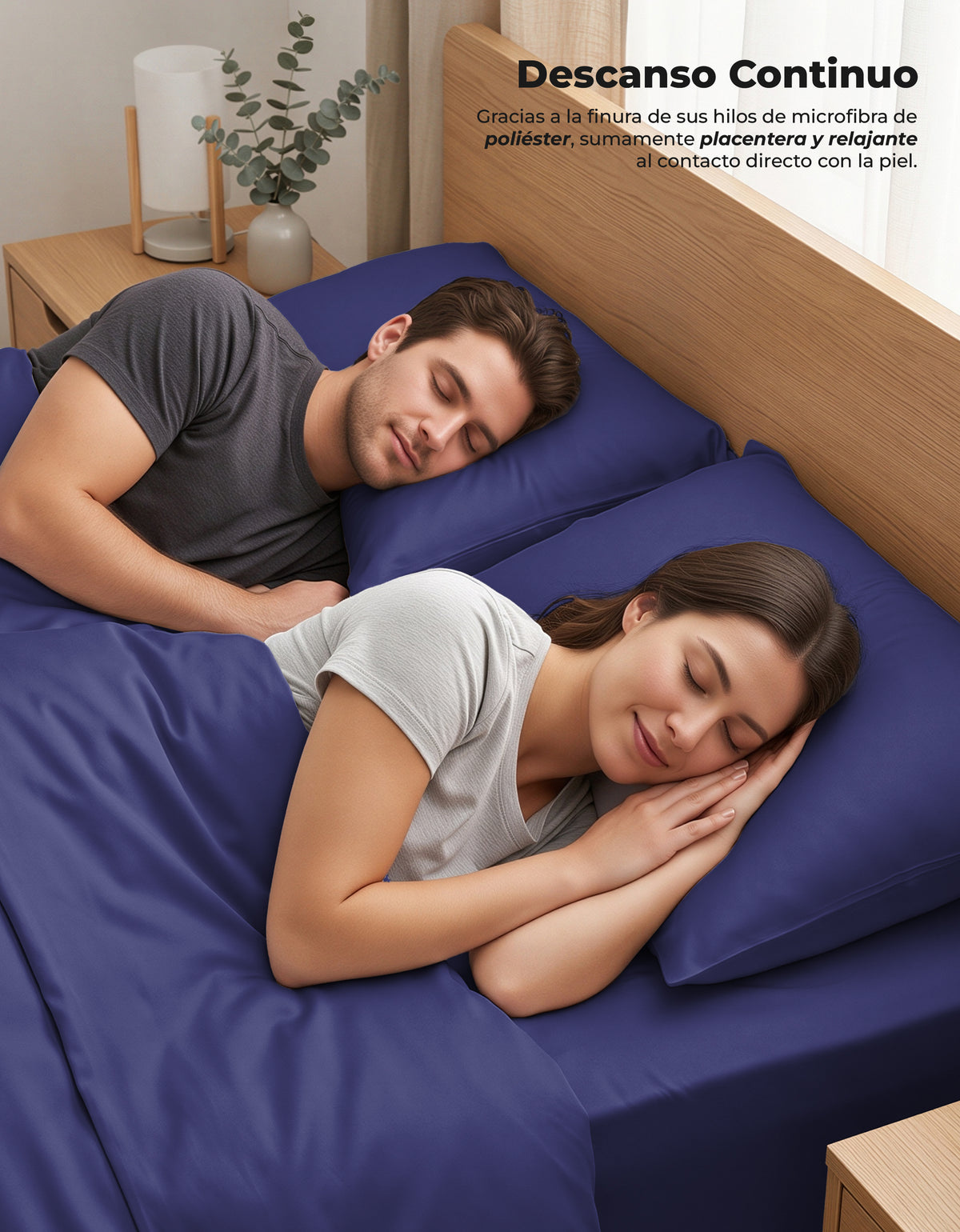 Juego de Sábanas Matrimonial Microfibra · Sábana de Cajón Ajustable color Azul Marino