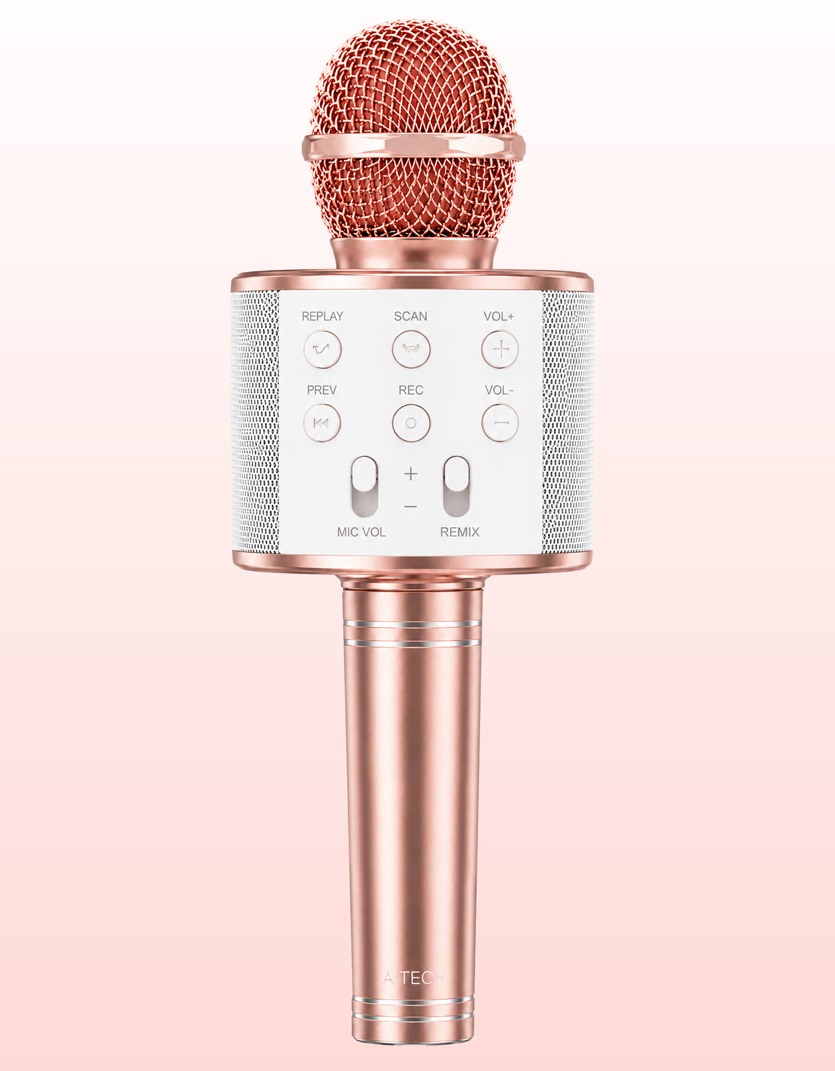 Micrófono Karaoke Bluetooth con Bocina WS858 color Rosa Claro
