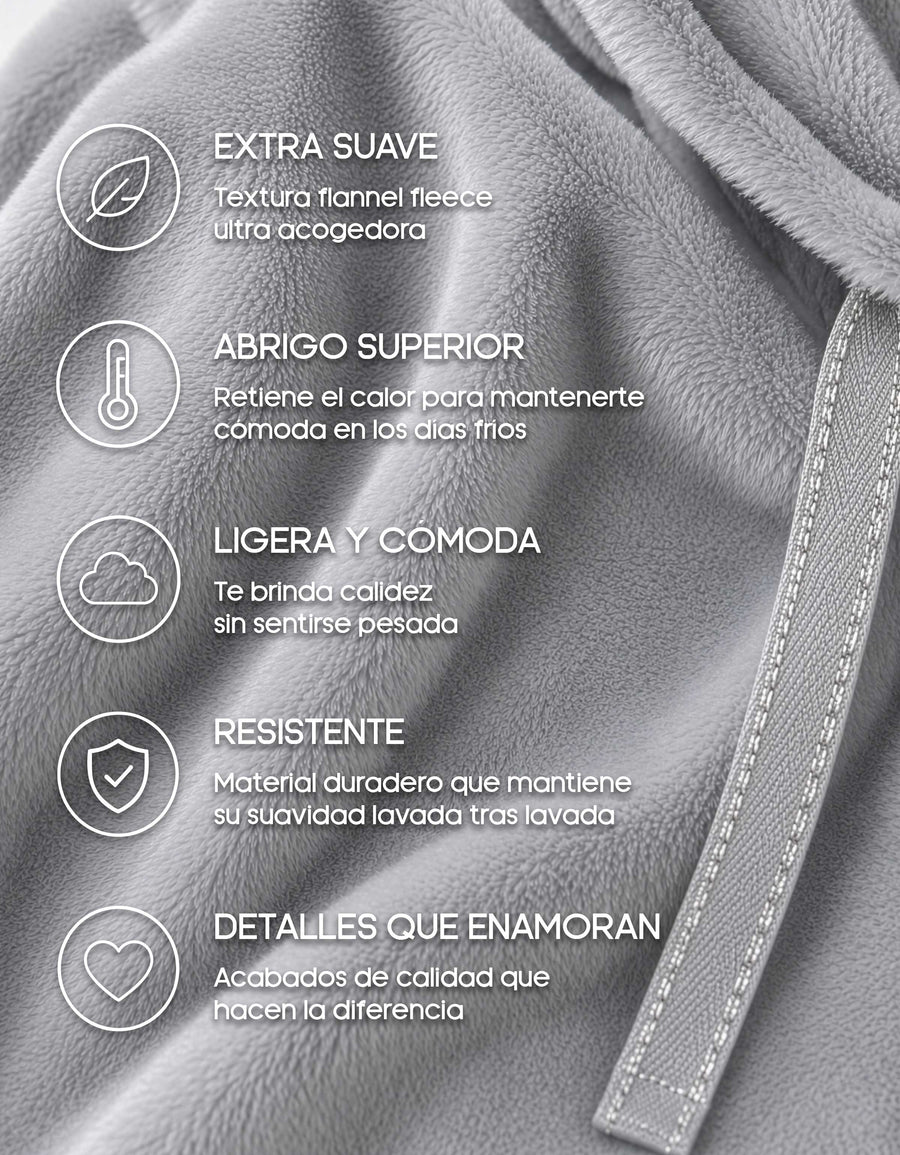 Conjunto de Borrega Mujer con Capucha · Sudadera y Pantalón Afelpado color Gris