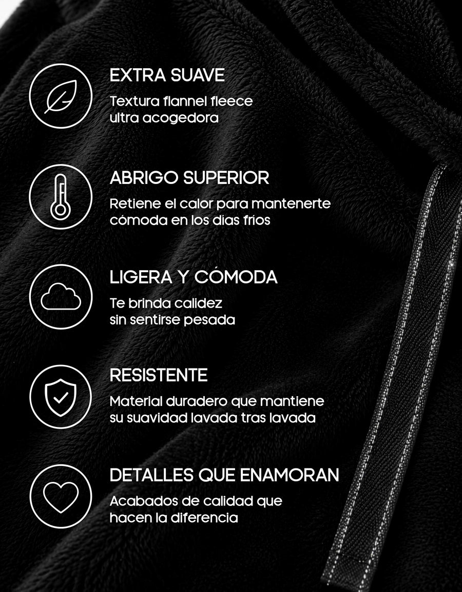 Conjunto de Borrega Mujer con Capucha · Sudadera y Pantalón Afelpado color Negro