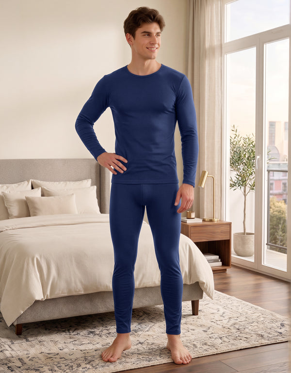 Conjunto Térmico Hombre Primera Capa · Playera Manga Larga y Pantalón color Azul Marino