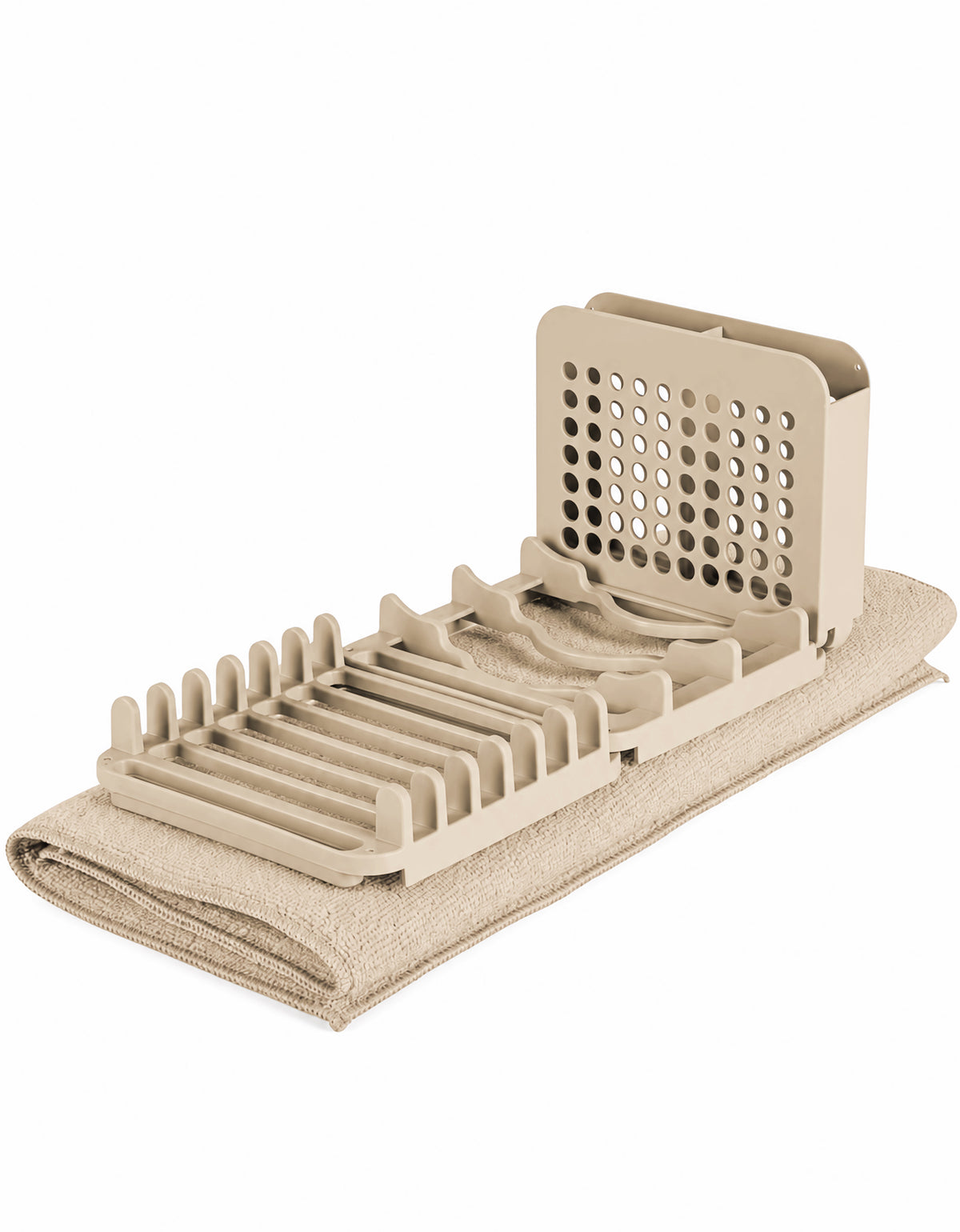Escurridor de Platos 3 Secciones con Tapete de Secado 40 × 50 cm color Beige