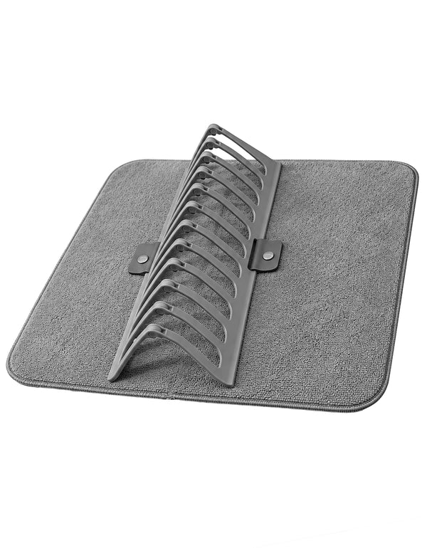 Escurridor de Platos Plegable con Tapete de Secado 35.5 × 46 cm · Gris