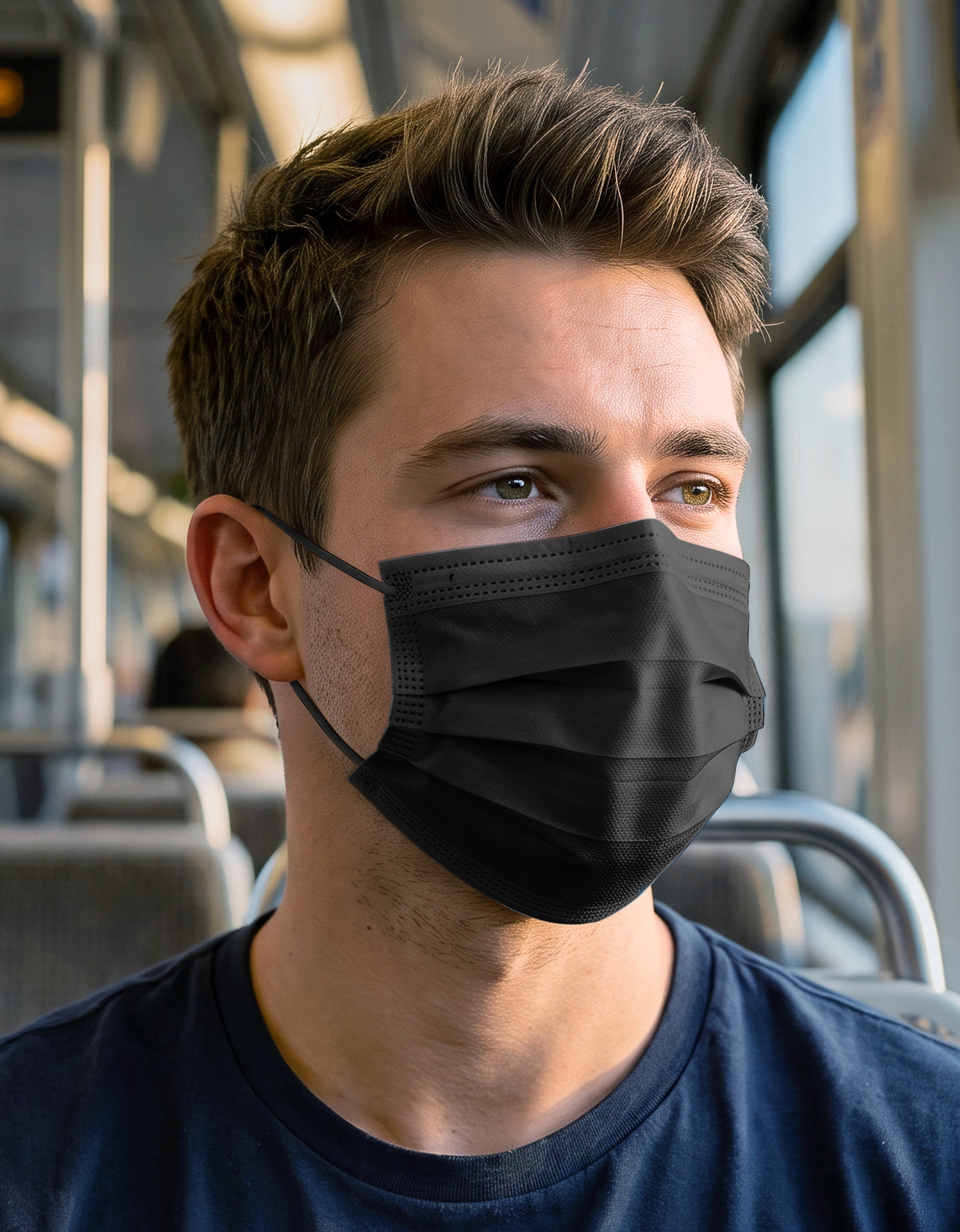 Cubrebocas Desechable 50 Piezas · Polipropileno · Clip Nasal Flexible color Negro