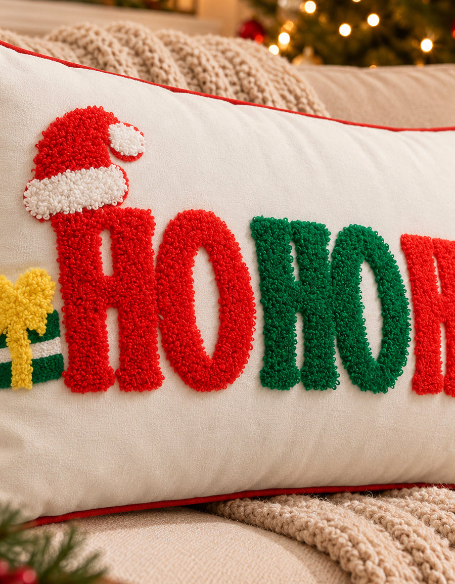 Cojín Navideño diseño HO HO HO rectangular