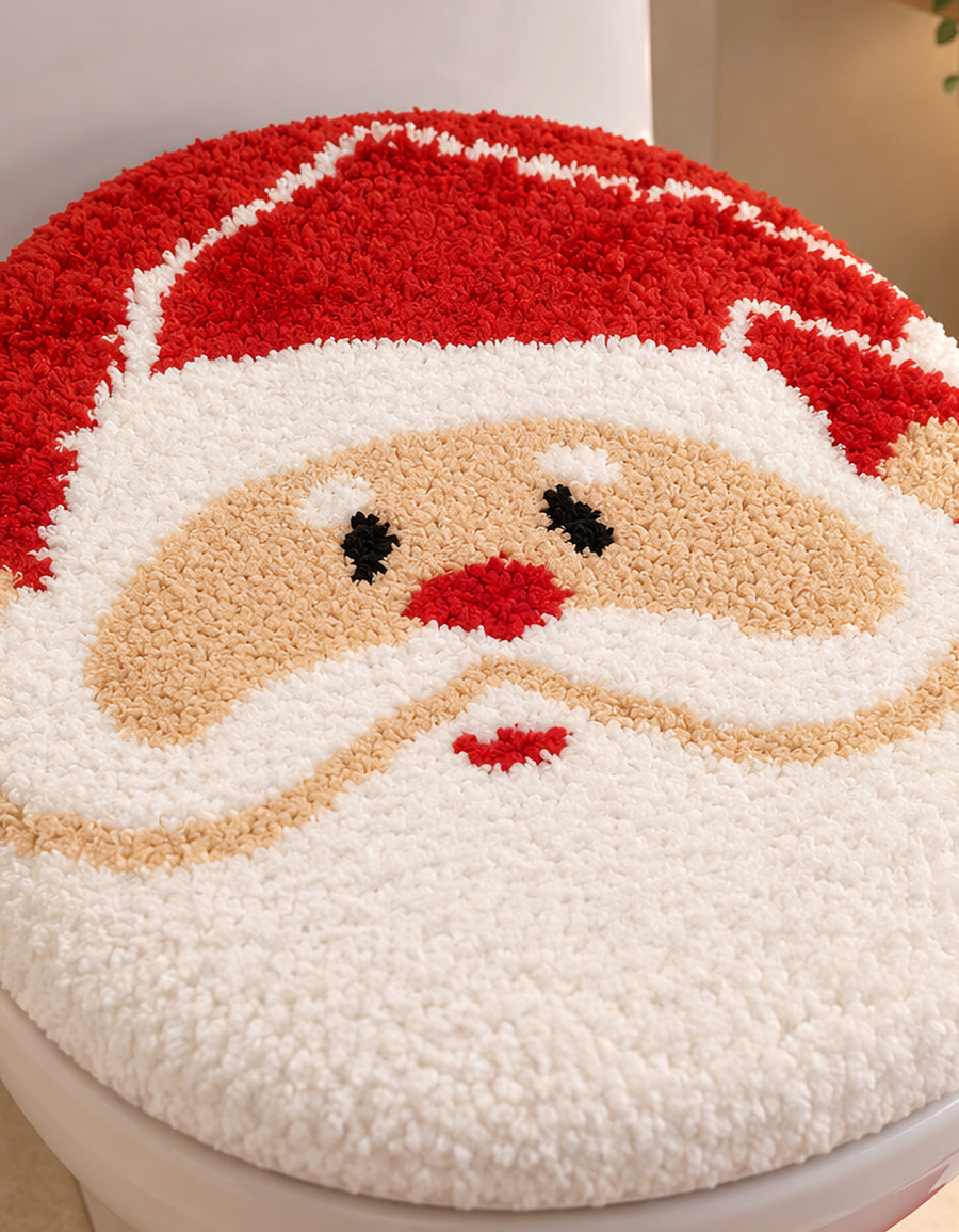 Set de Baño Navideño Santa Claus 2 Piezas · Tapete y Cubierta para Tapa de Inodoro