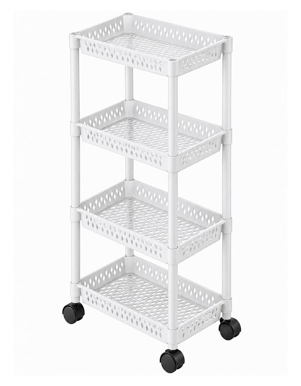 Carrito Organizador de 4 Niveles con Ruedas para Cocina color Blanco