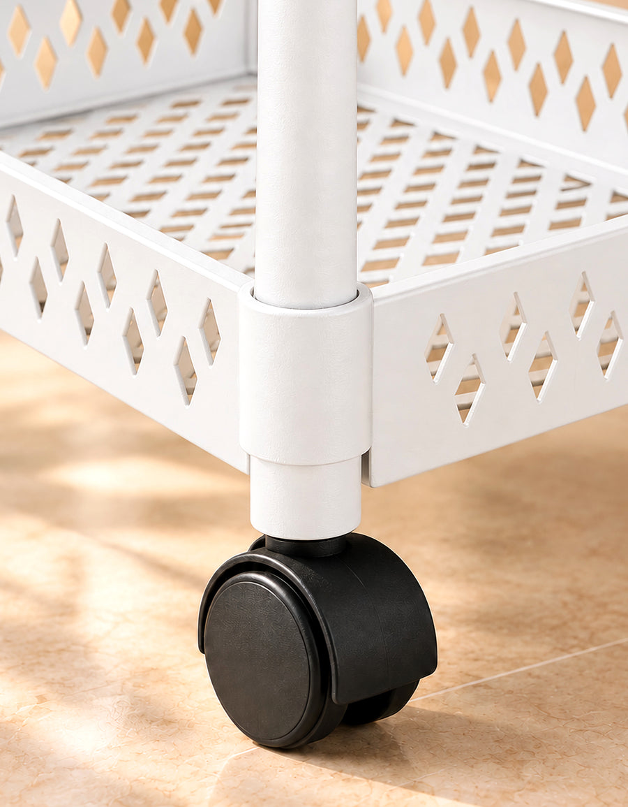 Carrito Organizador de 4 Niveles con Ruedas para Cocina color Blanco