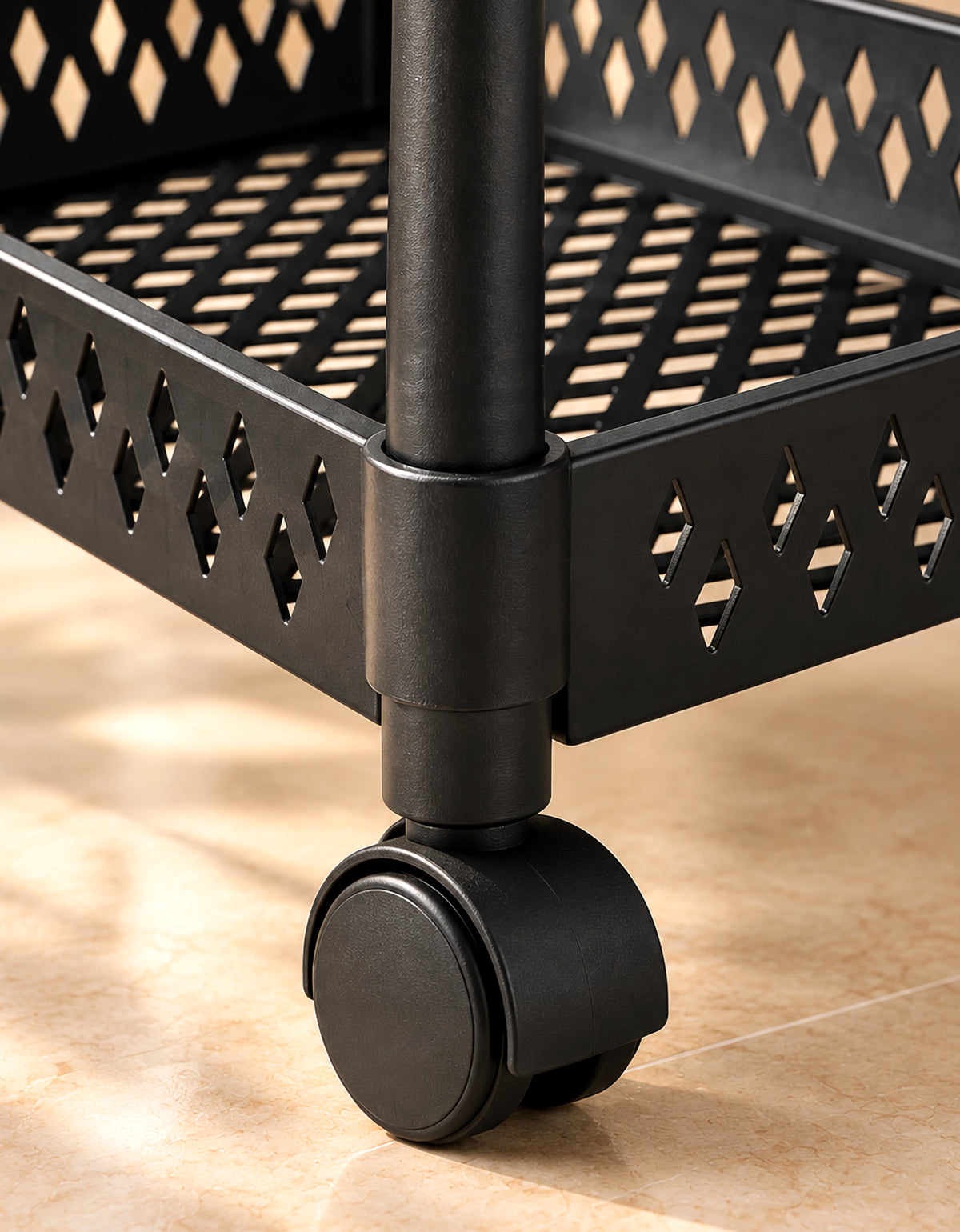 Carrito Organizador de 4 Niveles con Ruedas para Cocina color Negro