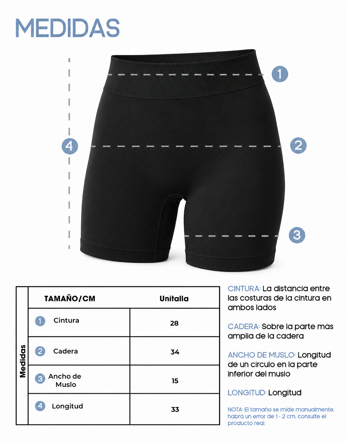 Short Deportivo Mujer Negro Cintura Alta · Licra Elástica · Unitalla