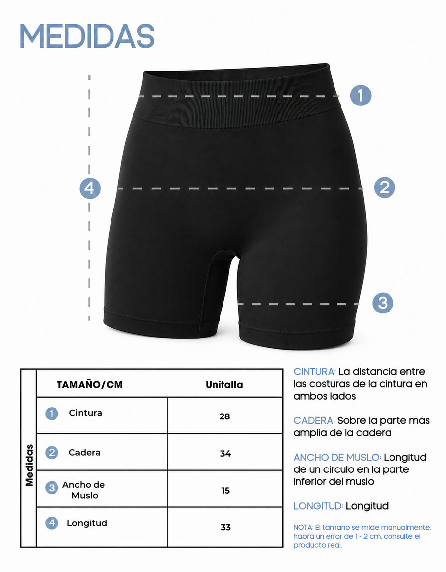 Short Deportivo Mujer Negro Cintura Alta · Licra Elástica · Unitalla