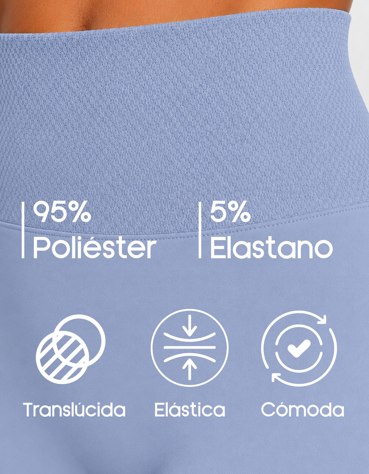 Short Largo Deportivo Mujer tipo Biker · Cintura Alta sin Costuras · Unitalla color Azul Cielo