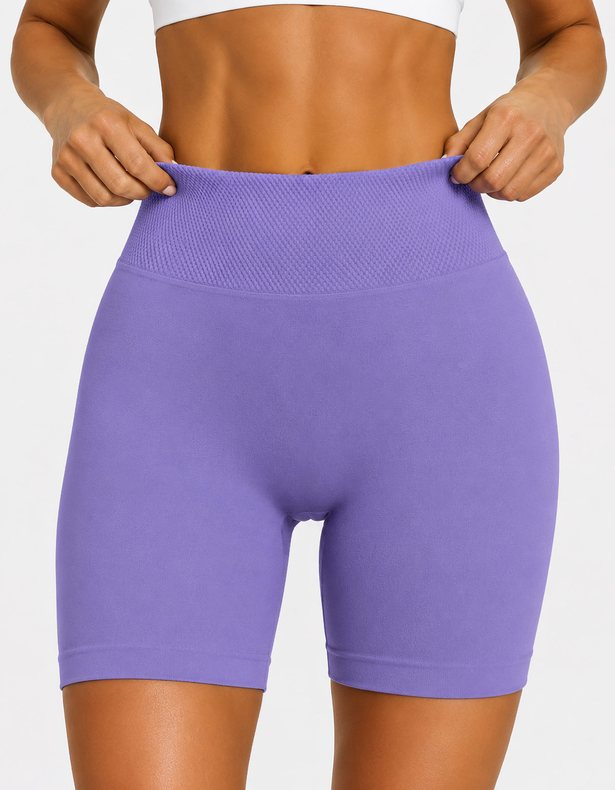 Short Largo Deportivo Mujer tipo Biker · Cintura Alta sin Costuras · Unitalla color Morado