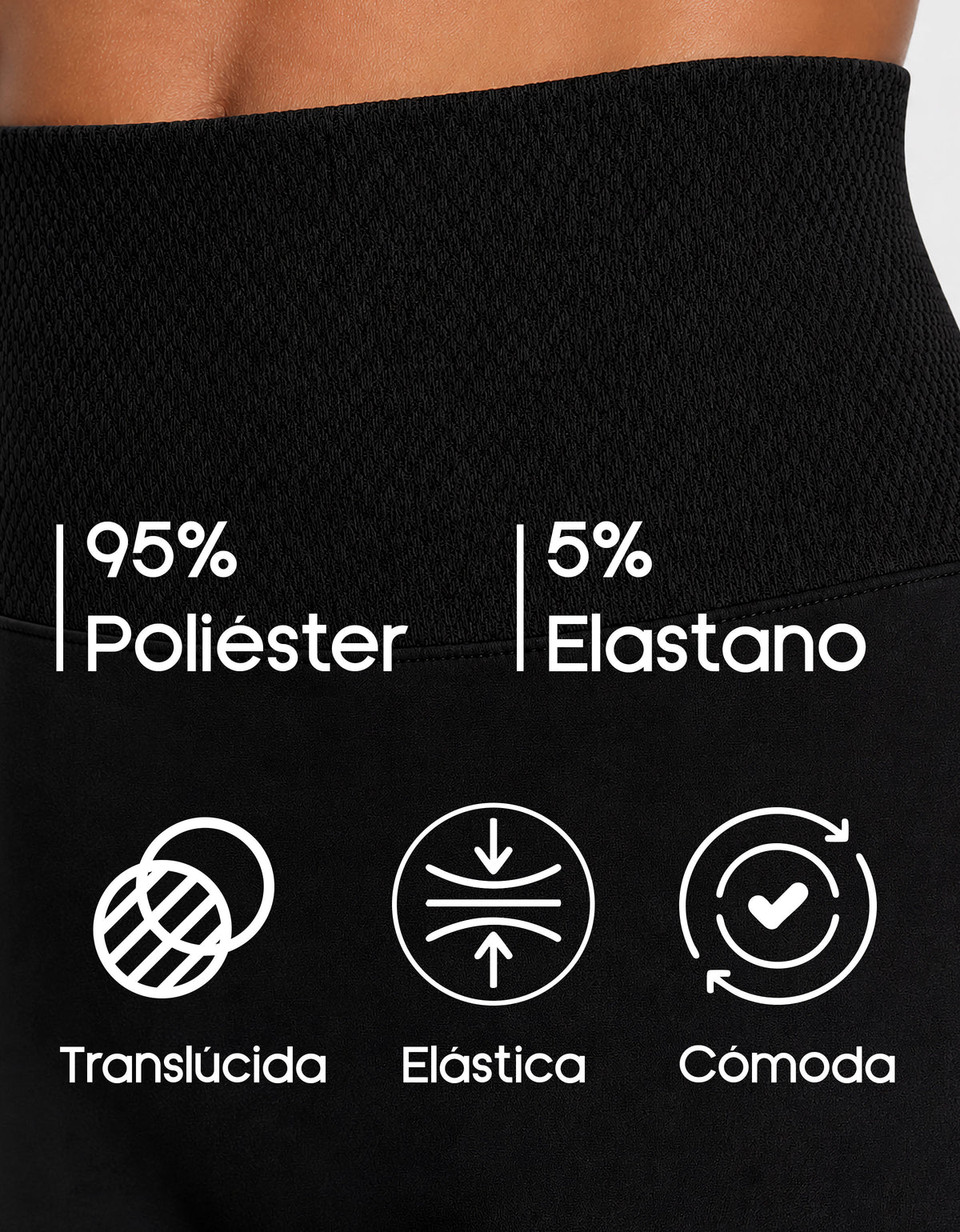 Short Largo Deportivo Mujer tipo Biker · Cintura Alta sin Costuras · Unitalla color Negro