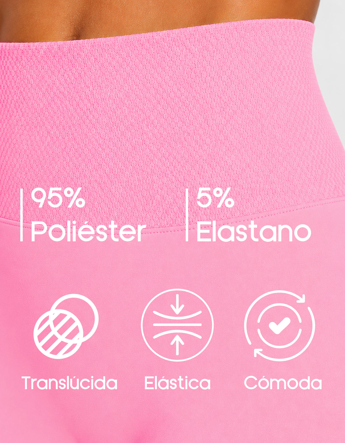 Short Largo Deportivo Mujer tipo Biker · Cintura Alta sin Costuras · Unitalla color Rosa Claro