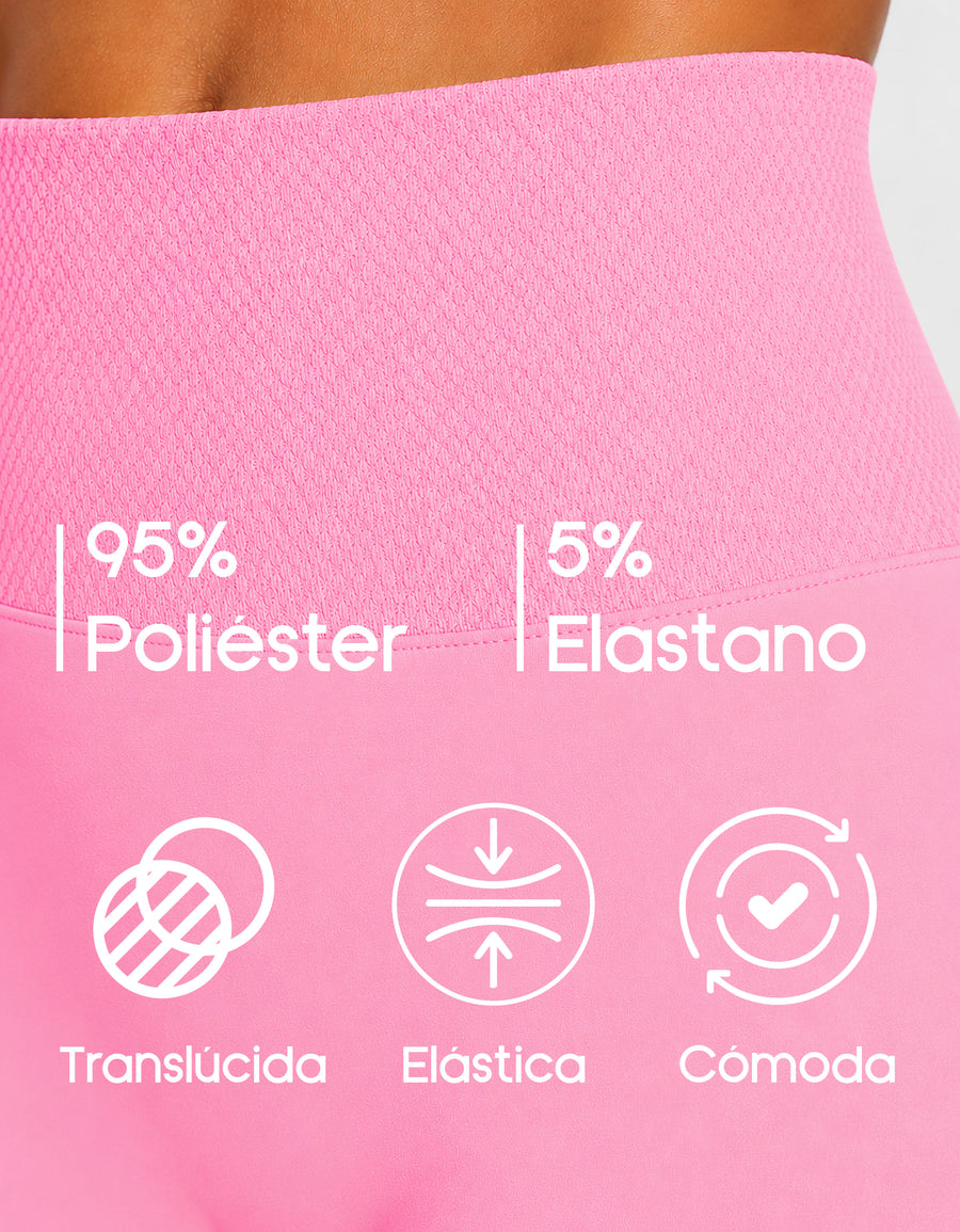 Short Largo Deportivo Mujer tipo Biker · Cintura Alta sin Costuras · Unitalla color Rosa Claro