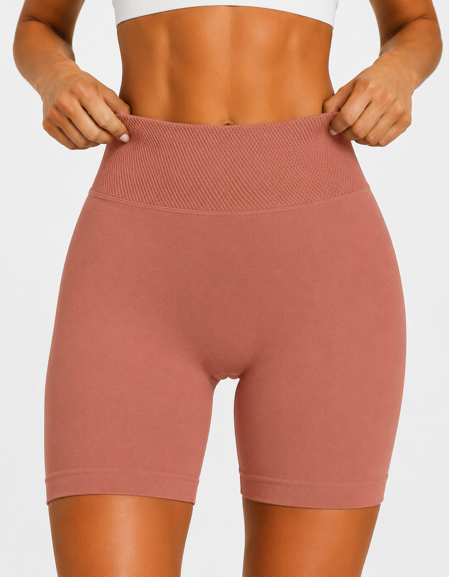 Short Largo Deportivo Mujer tipo Biker · Cintura Alta sin Costuras · Unitalla color Rosa Oscuro