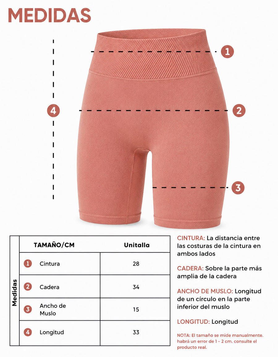 Short Largo Deportivo Mujer tipo Biker · Cintura Alta sin Costuras · Unitalla color Rosa Oscuro