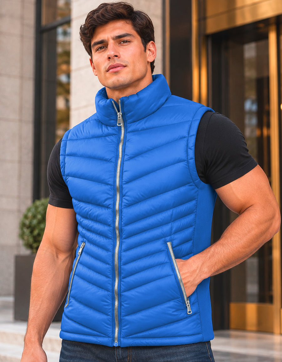 Chaleco Acolchado Hombre Ligero e Impermeable color Azul
