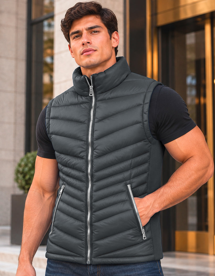 Chaleco Acolchado Hombre Ligero e Impermeable color Gris