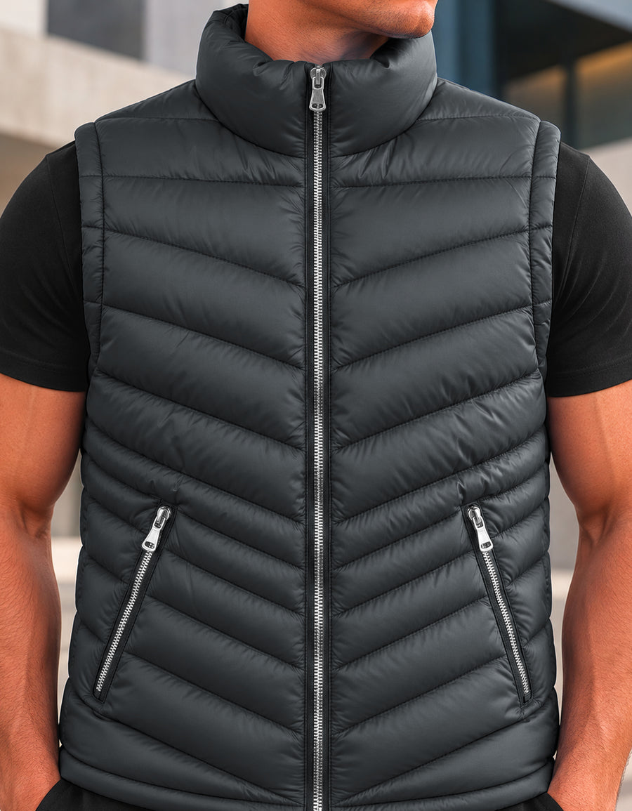 Chaleco Acolchado Hombre Ligero e Impermeable color Gris
