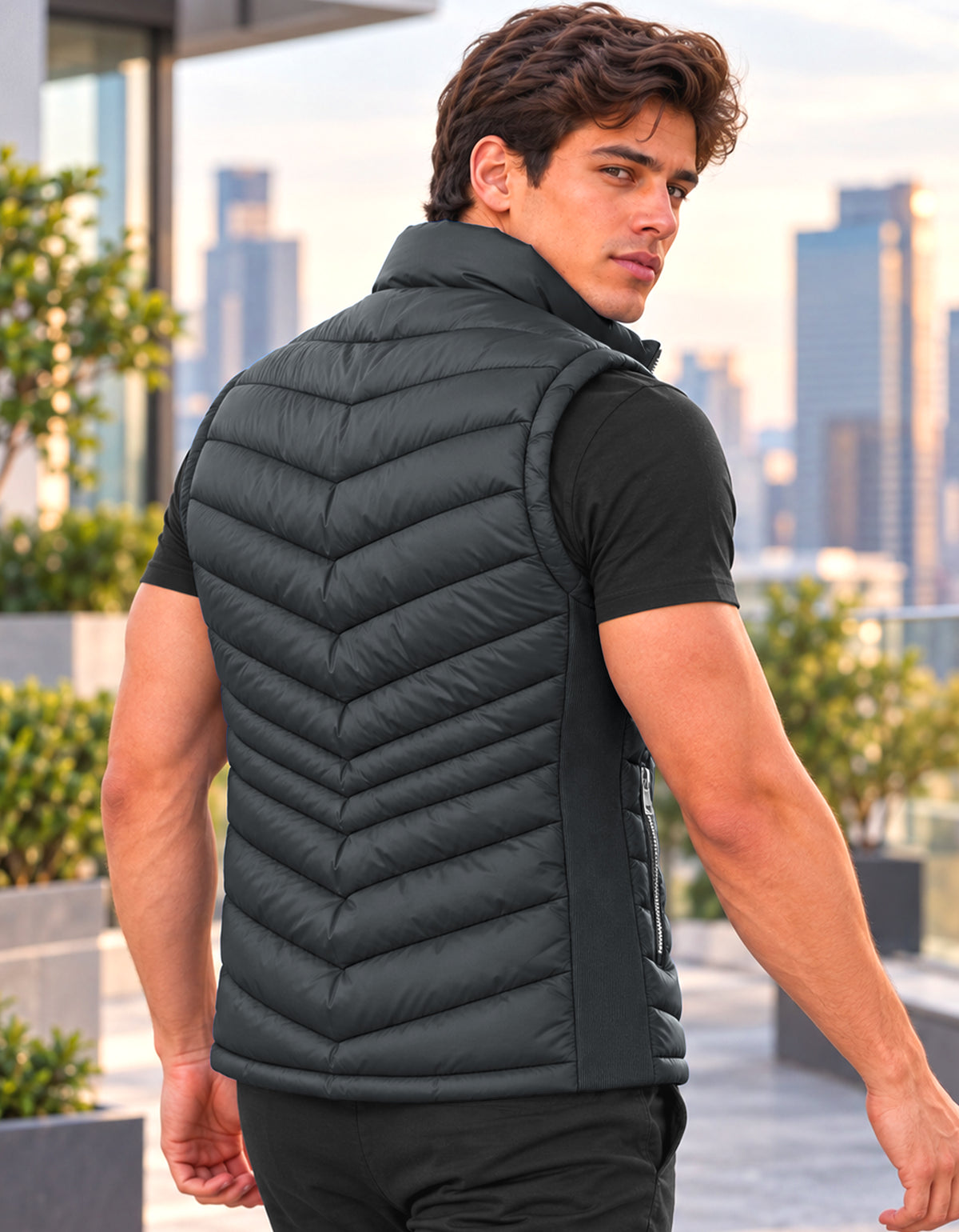 Chaleco Acolchado Hombre Ligero e Impermeable color Gris