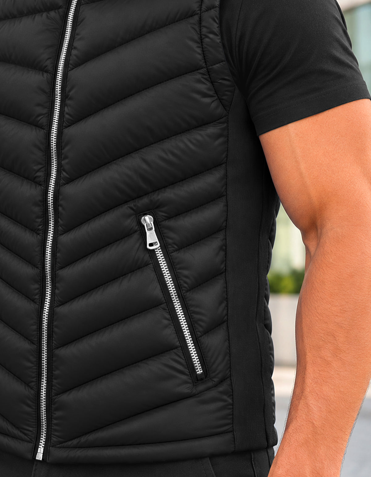 Chaleco Acolchado Hombre Ligero e Impermeable color Negro