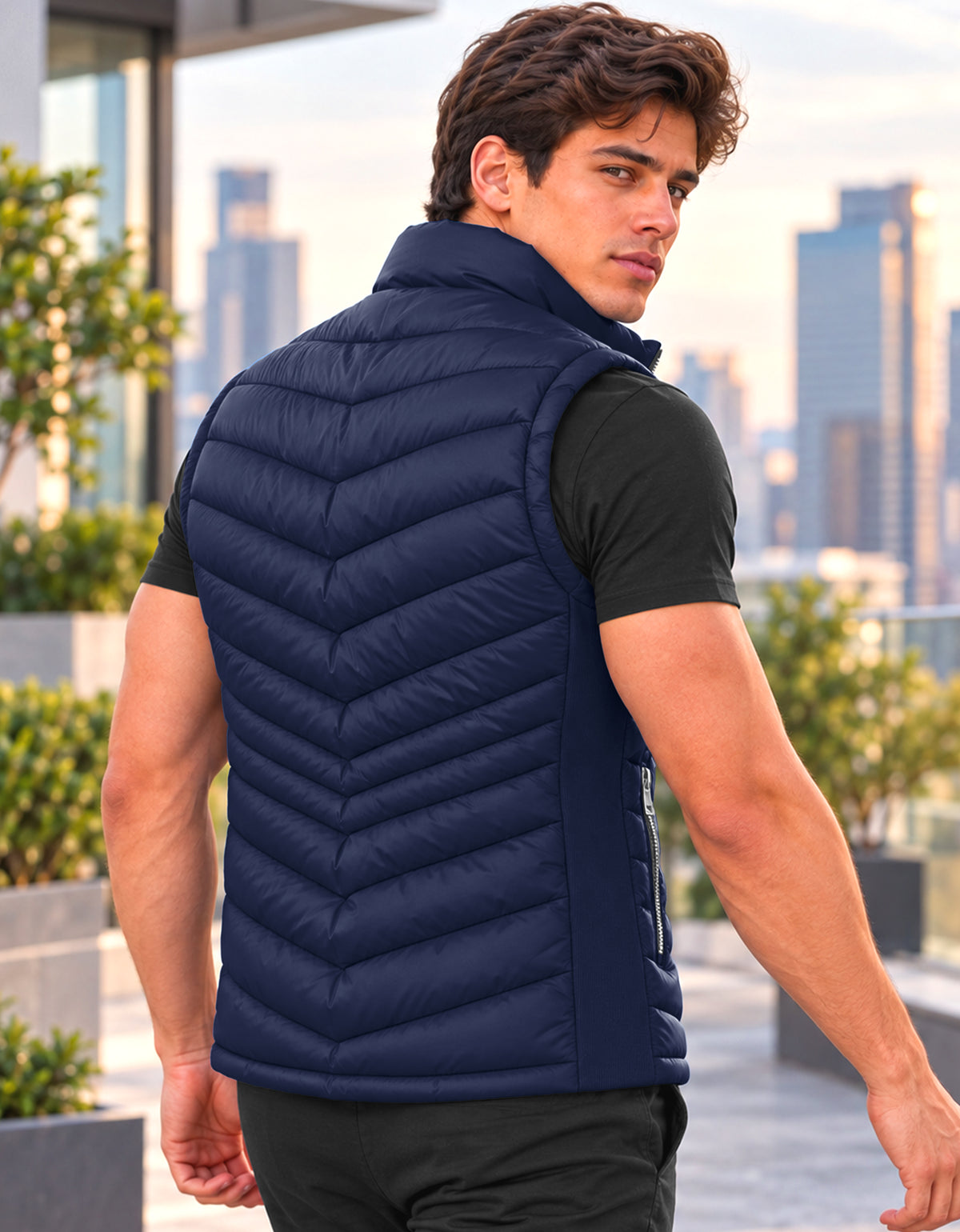 Chaleco Acolchado Hombre Ligero e Impermeable color Azul Marino