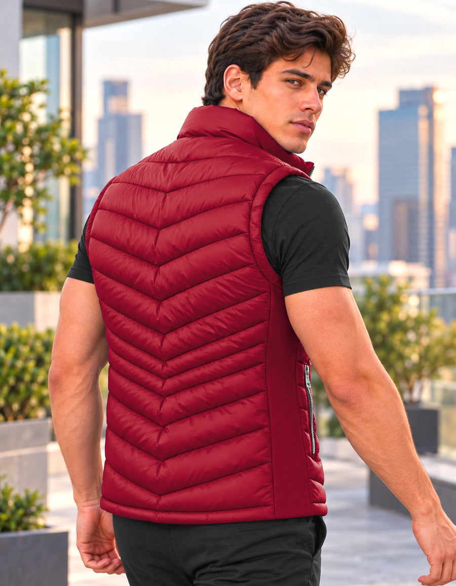 Chaleco Acolchado Hombre Ligero e Impermeable color Vino