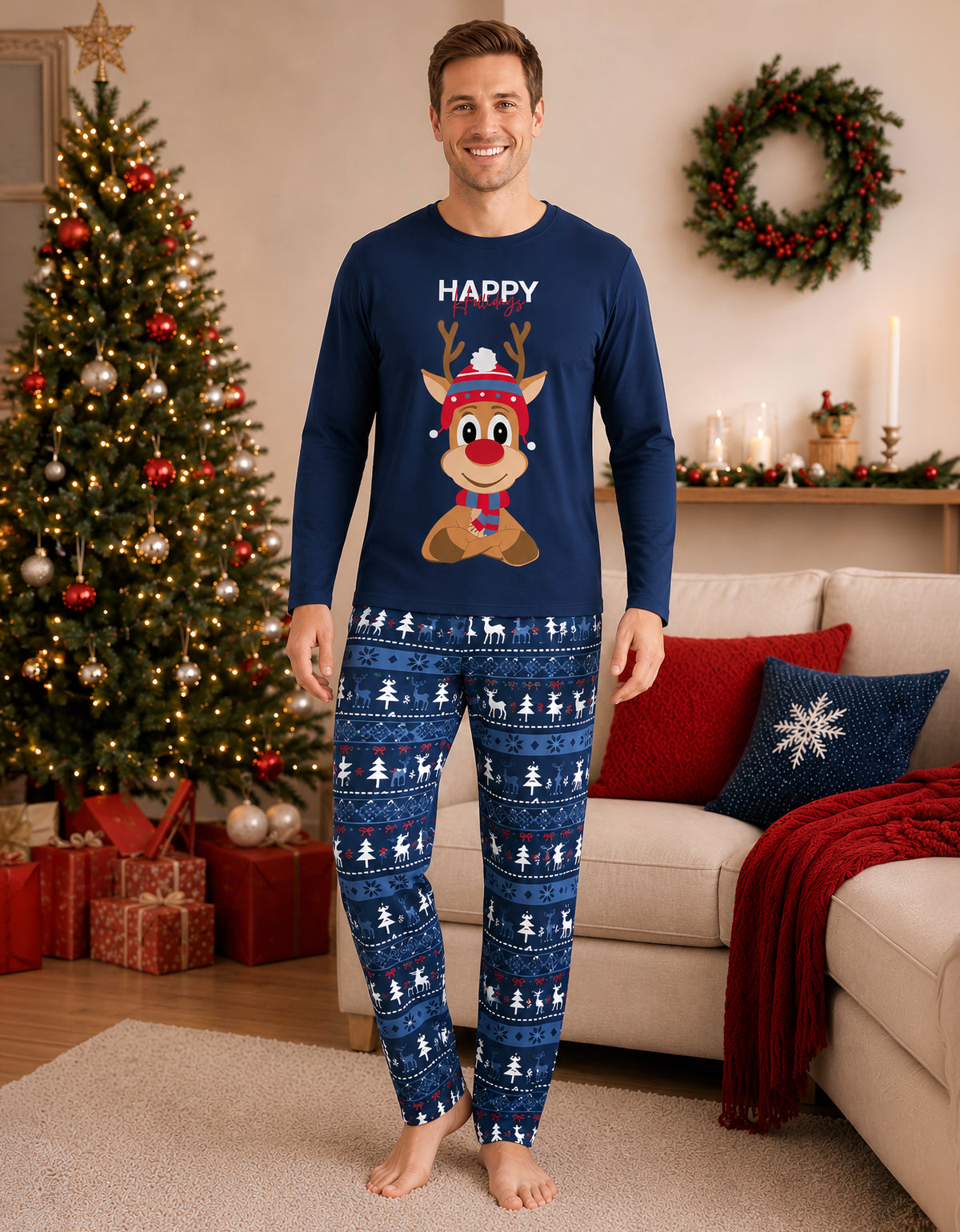 Pijama Navideña Familiar diseño Reno