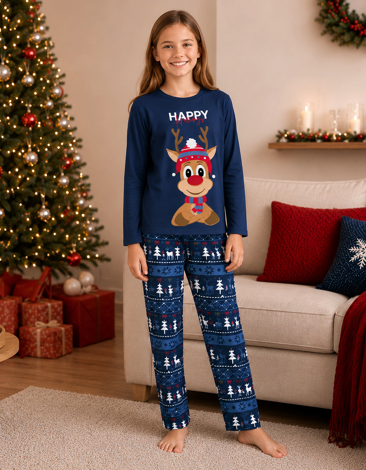 Pijama Navideña Familiar diseño Reno