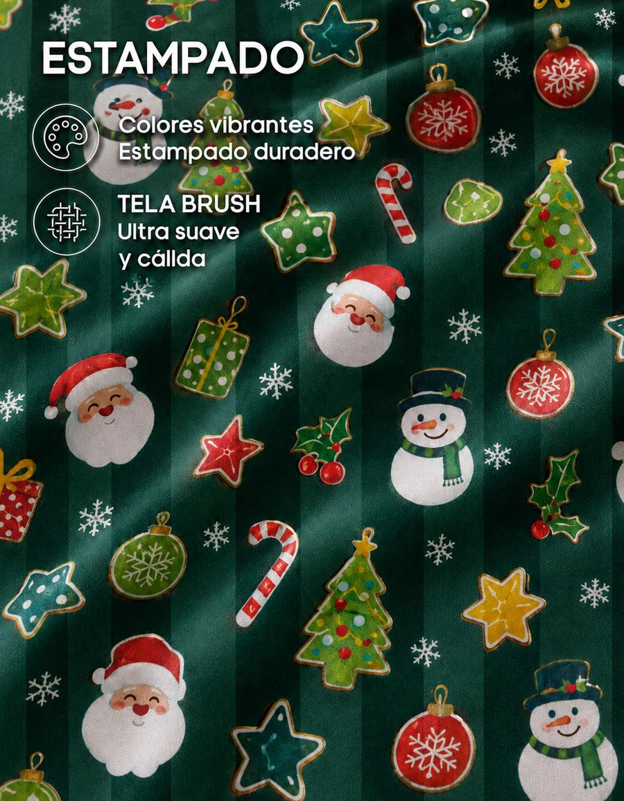 Pijama Navideña Familiar diseño Santa Claus verde