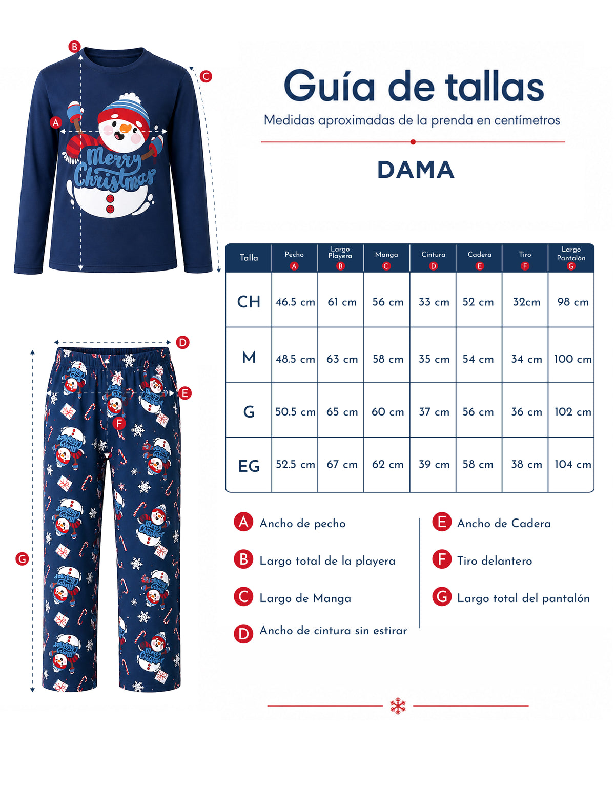 Pijama Navideña Familiar diseño Muñeco de nieve