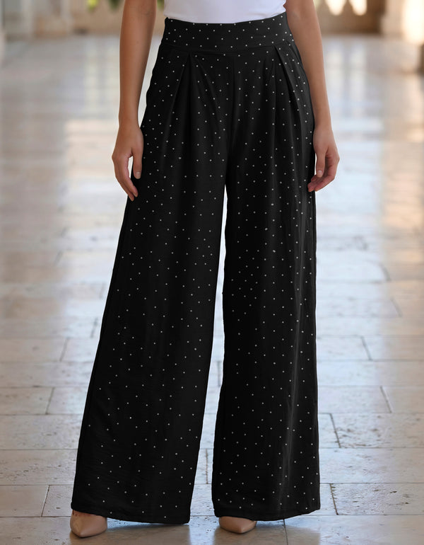 Pantalón Palazzo Mujer Pierna Ancha · Cintura Alta Casual · Unitalla color Negro