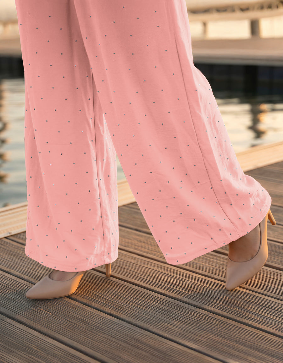 Pantalón Palazzo Mujer Pierna Ancha · Cintura Alta Casual · Unitalla color Rosa