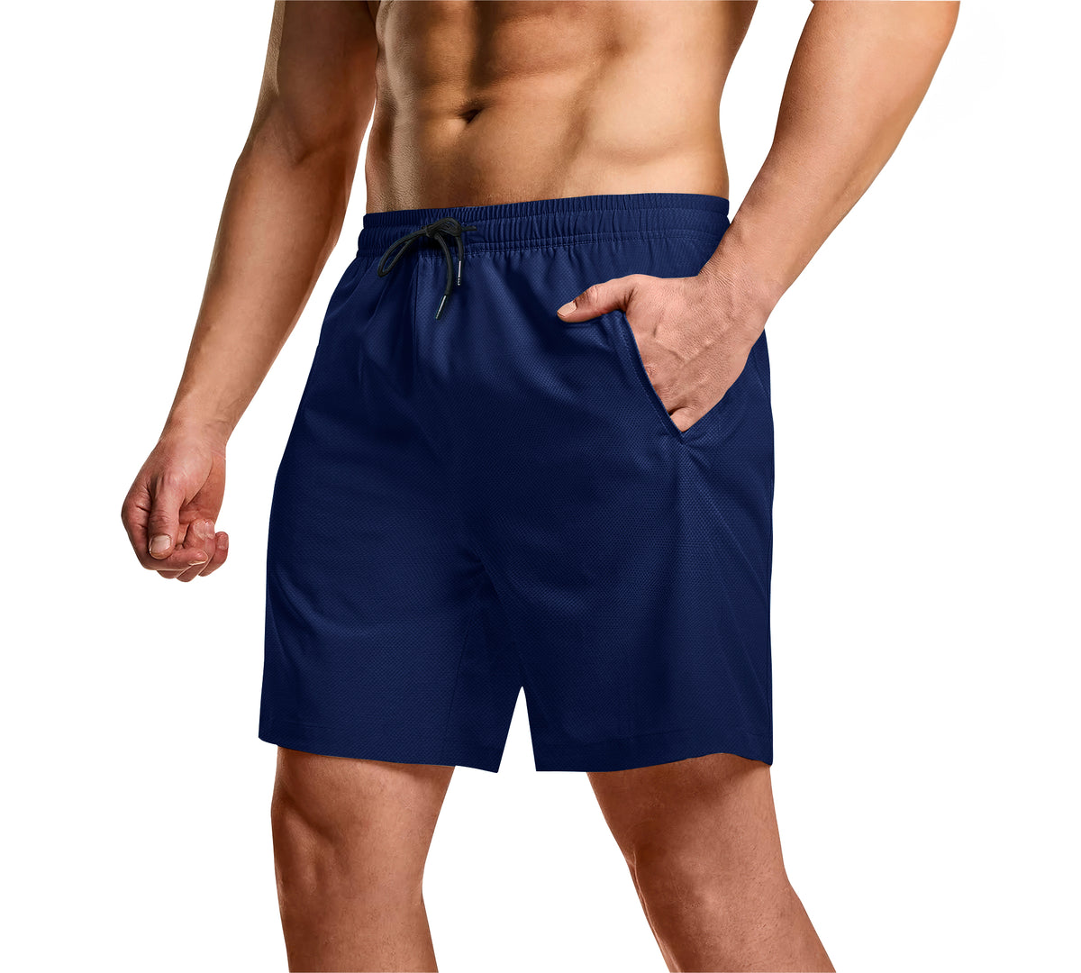 Short Deportivo Hombre para Gym Slim Fit · Elástico y Transpirable con Bolsillos · CH a XG color Azul Marino