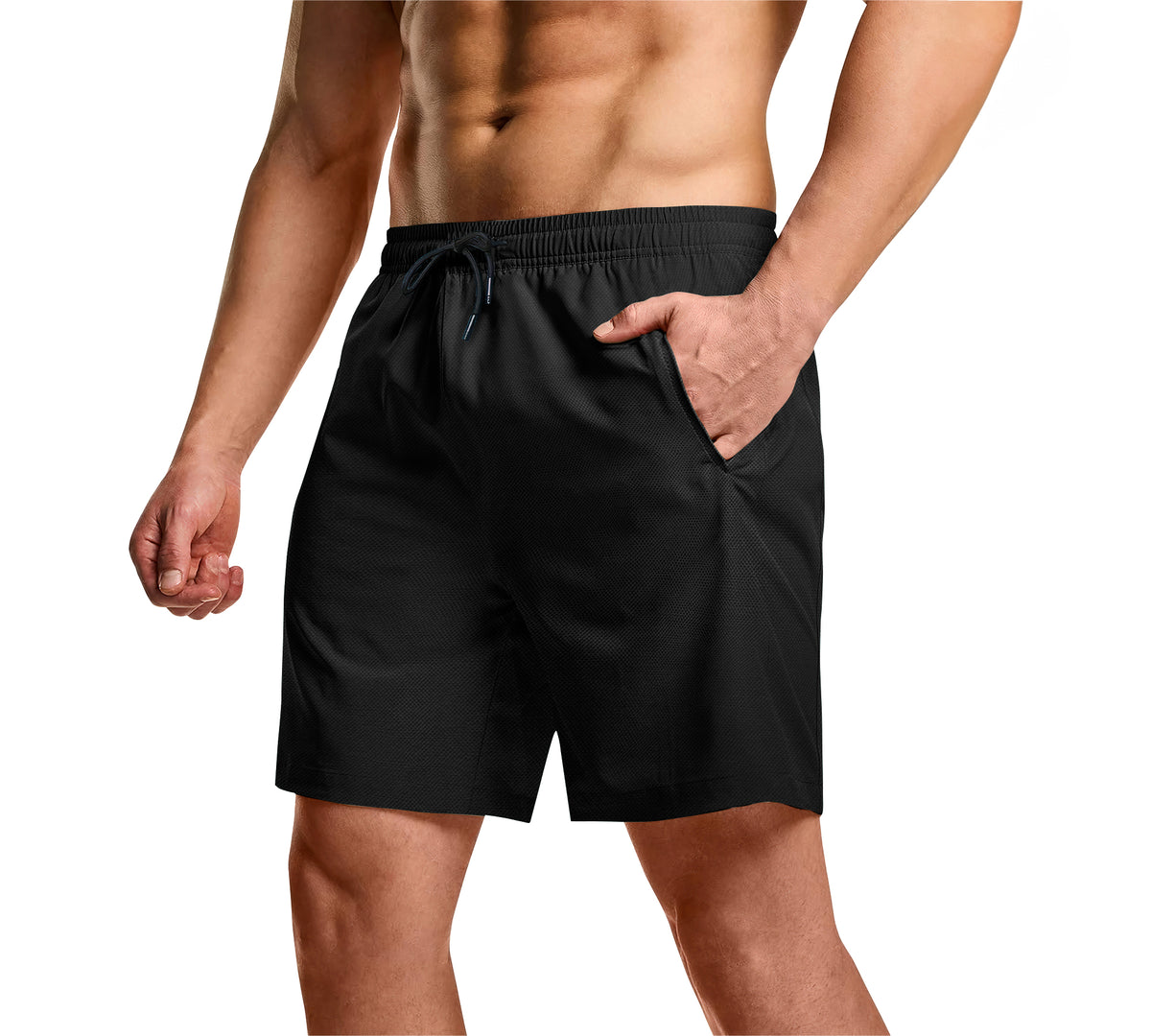 Short Deportivo Hombre para Gym Slim Fit · Elástico y Transpirable con Bolsillos · CH a XG color Negro