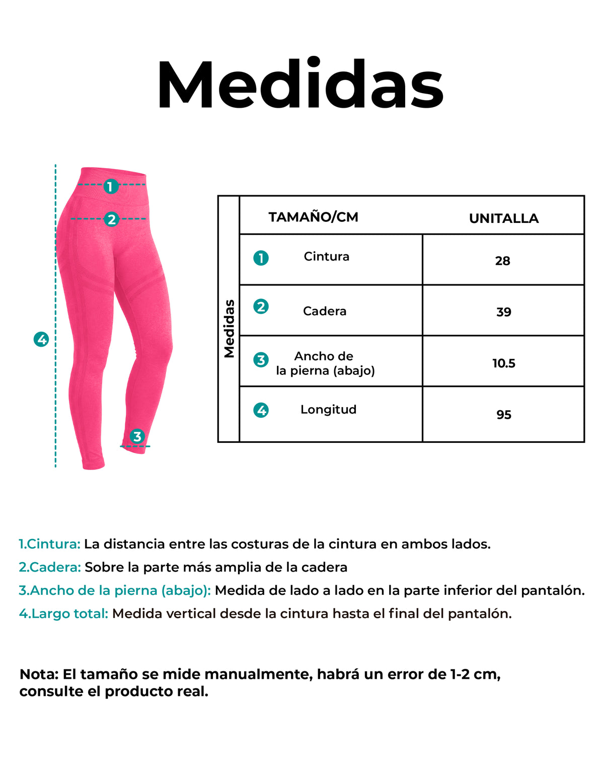 Leggings Push Up Mujer Levanta Glúteos Cintura Alta · Unitalla color Rosa