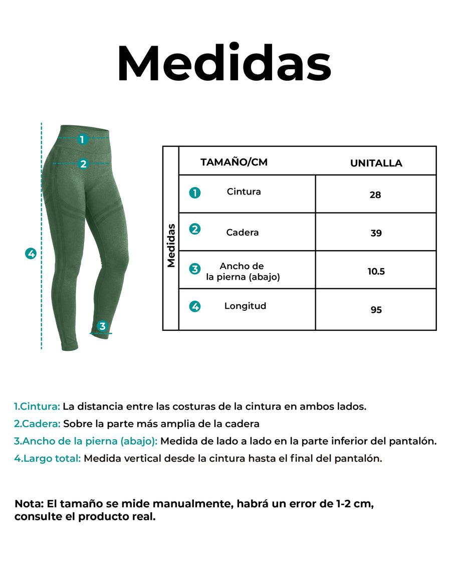 Leggings Push Up Mujer Levanta Glúteos Cintura Alta · Unitalla color Verde