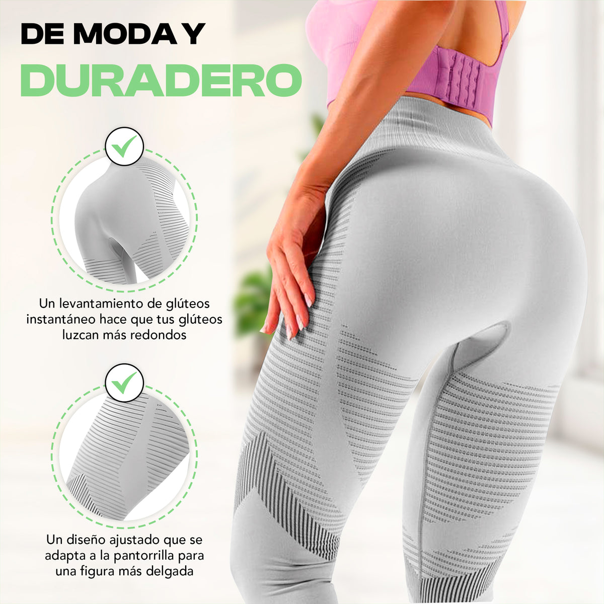Leggings Deportivos Mujer Levanta Glúteos Sin Costuras · Cintura Alta · CH a XG color Gris