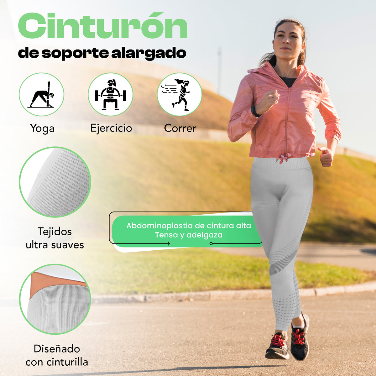 Leggings Deportivos Mujer Levanta Glúteos Sin Costuras · Cintura Alta · CH a XG color Gris