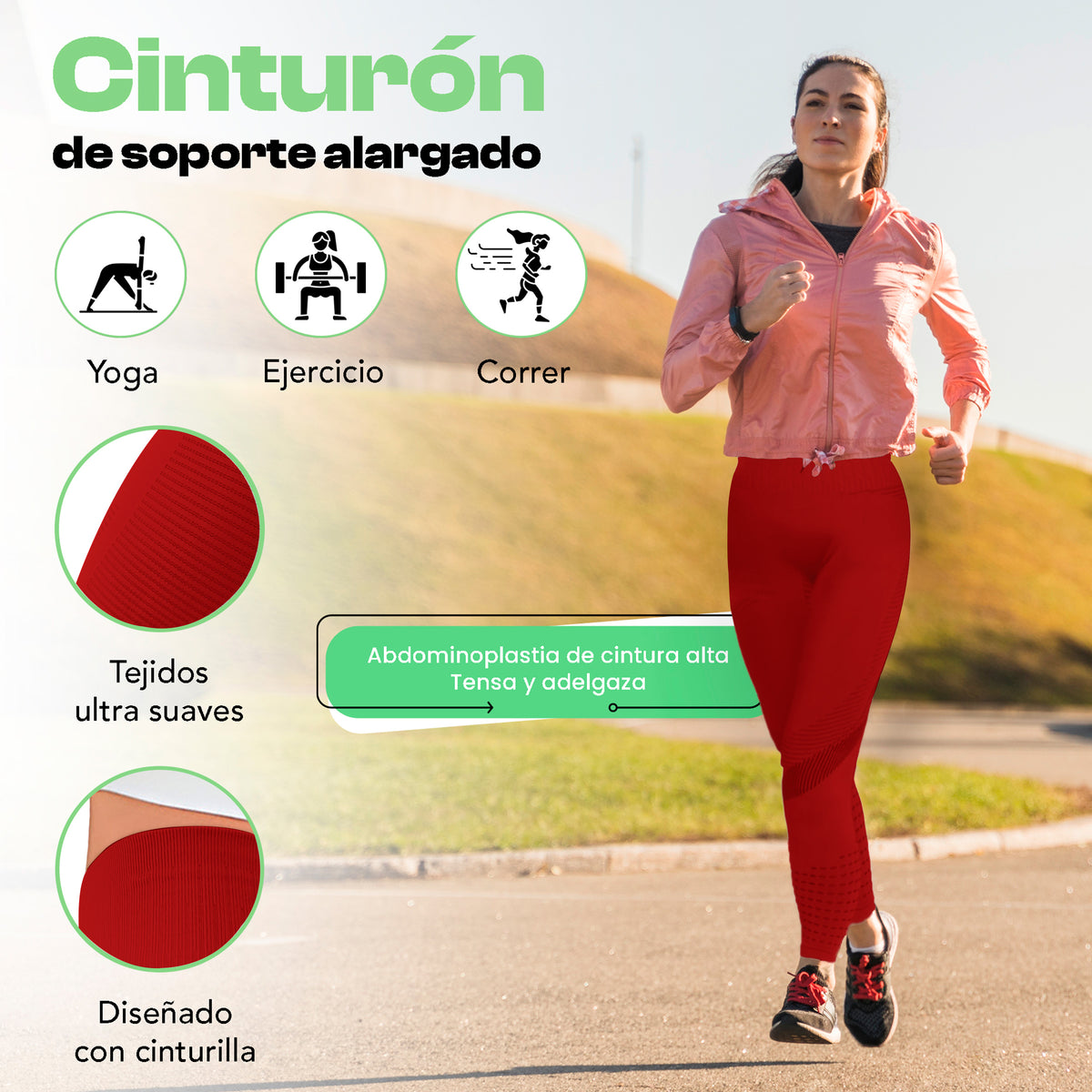 Leggings Deportivos Mujer Levanta Glúteos Sin Costuras · Cintura Alta · CH a XG color Rojo