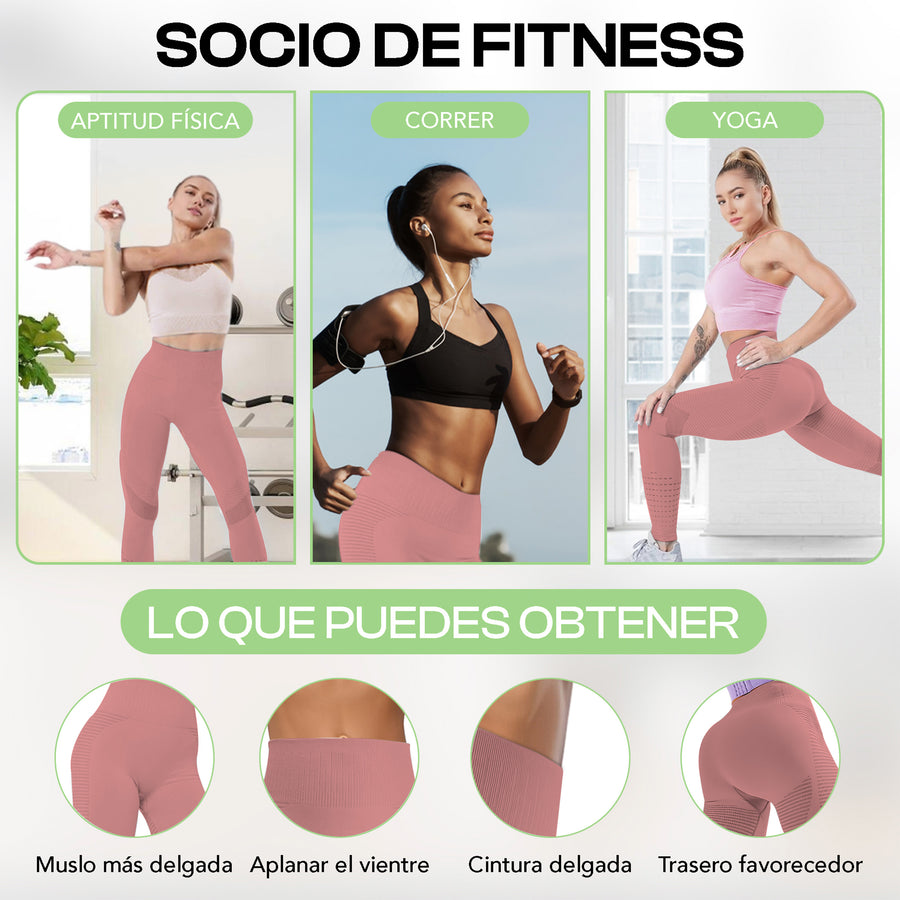 Leggings Deportivos Mujer Levanta Glúteos Sin Costuras · Cintura Alta · CH a XG color Rosa