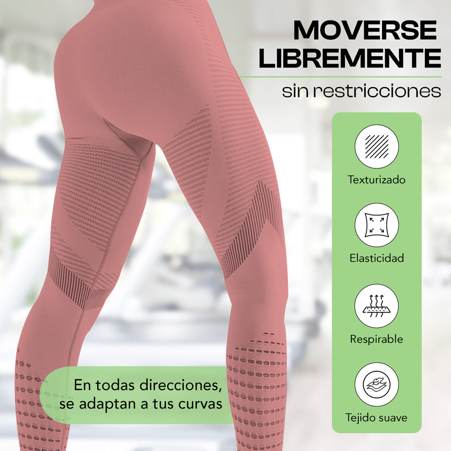 Leggings Deportivos Mujer Levanta Glúteos Sin Costuras · Cintura Alta · CH a XG color Rosa