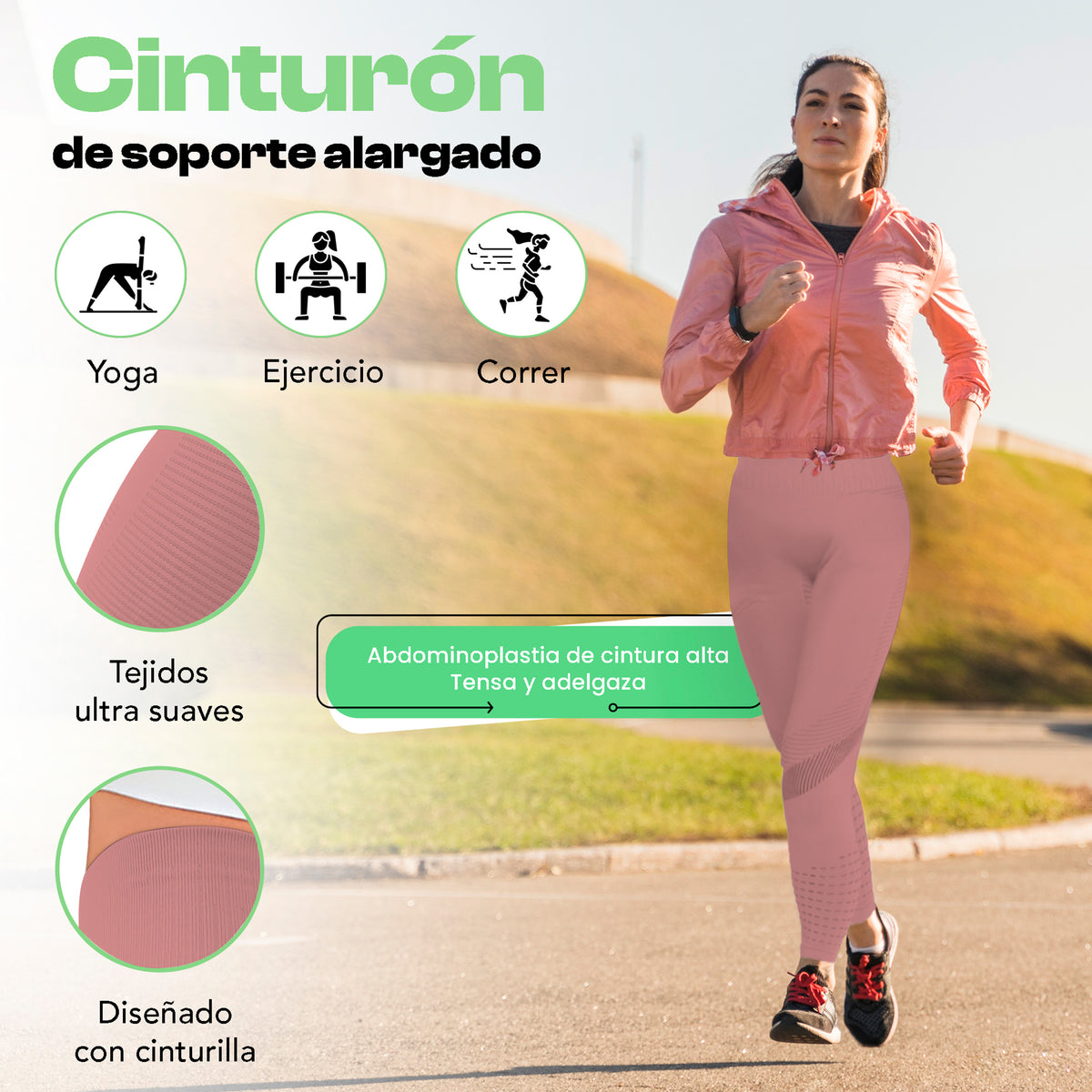 Leggings Deportivos Mujer Levanta Glúteos Sin Costuras · Cintura Alta · CH a XG color Rosa