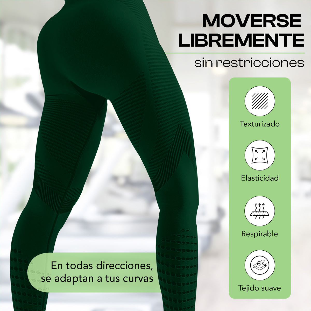 Leggings Deportivos Mujer Levanta Glúteos Sin Costuras · Cintura Alta · CH a XG color Verde