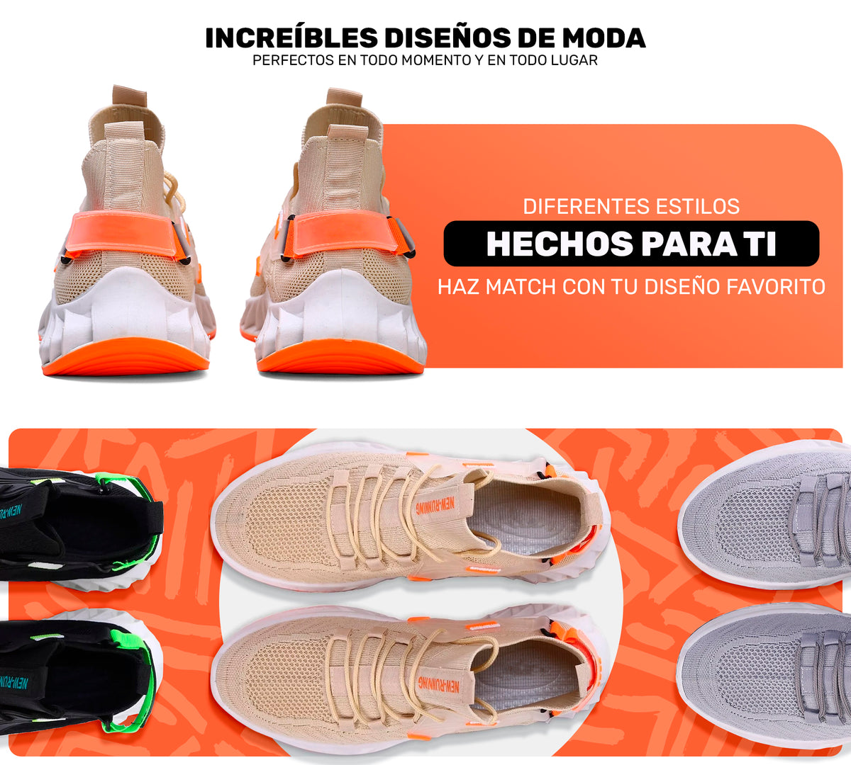 Tenis Hombre tipo Calcetín Transpirables · Suela Gruesa Amortiguada · Tallas 40 y 43 color Beige