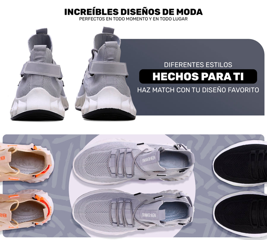 Tenis Hombre tipo Calcetín Transpirables · Suela Gruesa Amortiguada · Tallas 40 y 43 color Gris