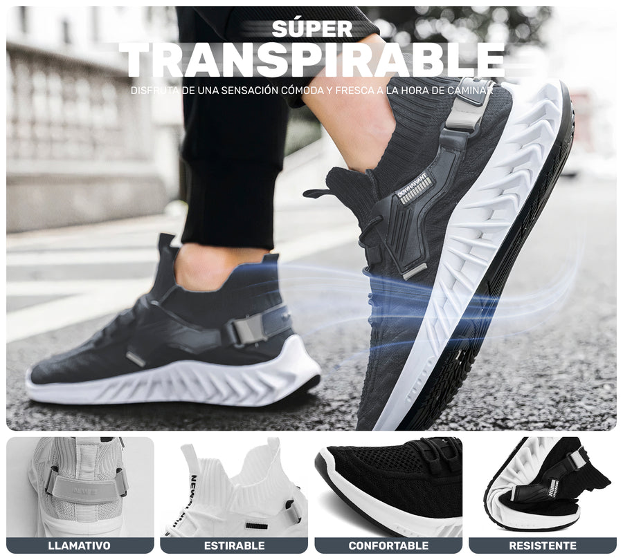 Tenis Hombre tipo Calcetín Transpirables · Suela Gruesa Amortiguada · Tallas 40 y 43 color Gris Oxford