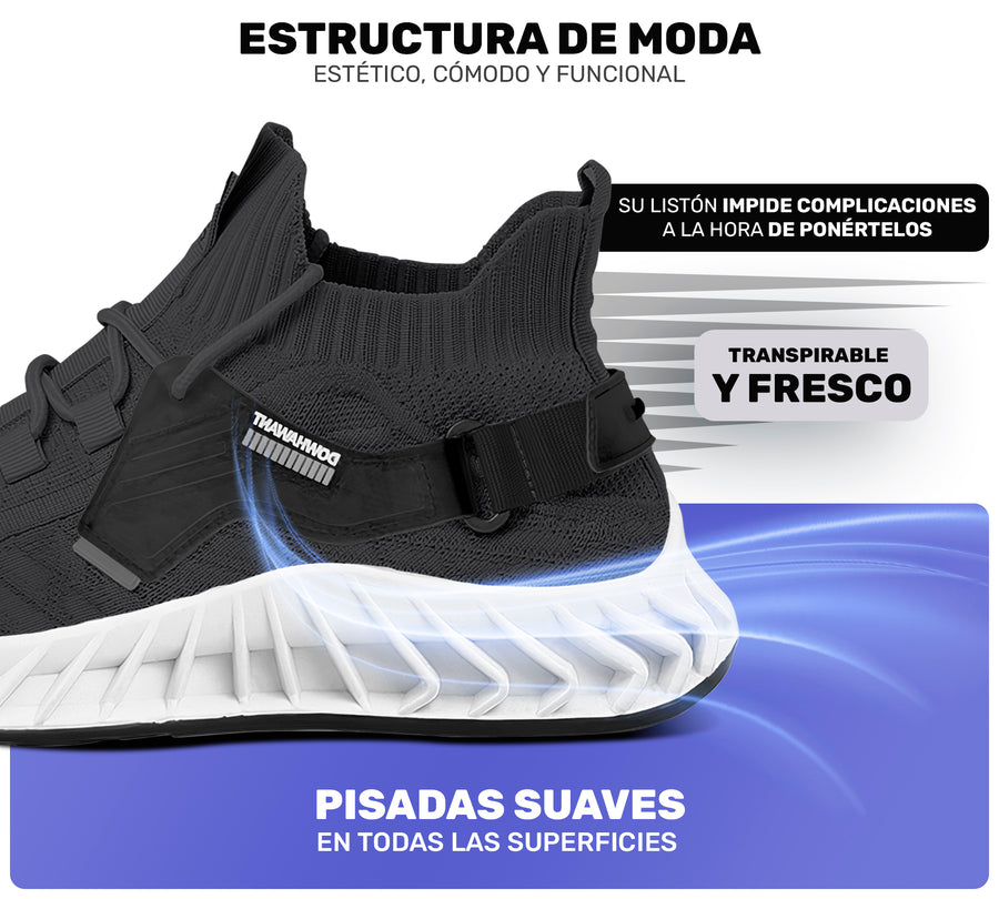 Tenis Hombre tipo Calcetín Transpirables · Suela Gruesa Amortiguada · Tallas 40 y 43 color Gris Oxford